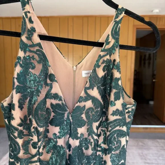 Dress the Population Karen Dress Green Lace Mesh Sequin Formal Prom Size Large - Picture 15 of 15